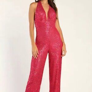 Pink halter pantsuit